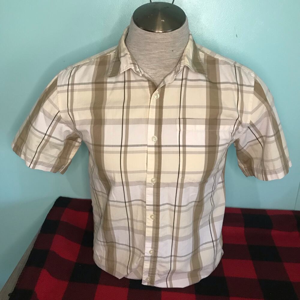 Old Navy Youth XXL‎ Tan Short Sleeve Dress Shirt